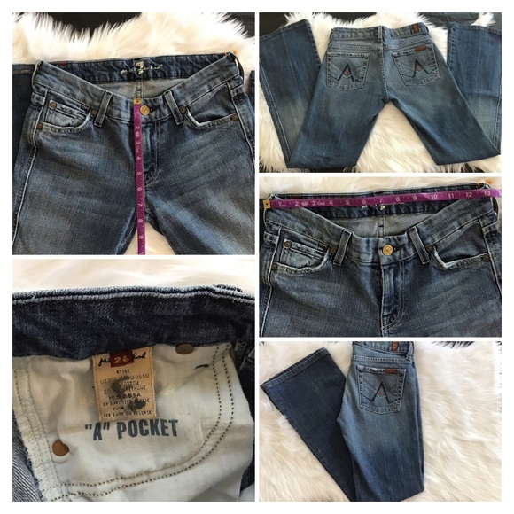 7 For All Mankind Blue & Pink A Pocket Bootcut - Picture 6 of 6